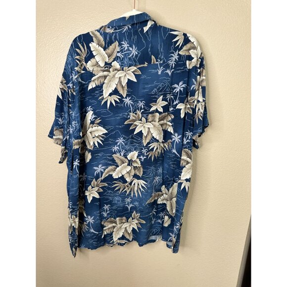 Foundry Mens Blue shirt 2XL‎ floral collared rayon button up short sleeve - Picture 5 of 6